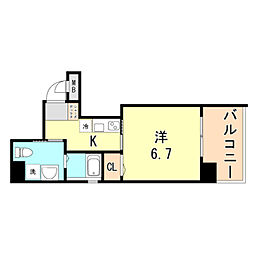 JR東海道・山陽本線 鷹取駅 徒歩2分の賃貸マンション 8階1Kの間取り