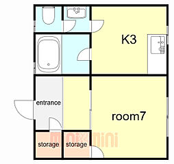 神戸市西神・山手線 湊川公園駅 徒歩8分の賃貸マンション 3階1Kの間取り