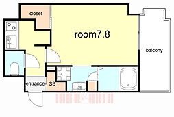 神戸市西神・山手線 湊川公園駅 徒歩4分の賃貸マンション 13階1Kの間取り