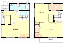 山陽電鉄本線 人丸前駅 徒歩24分の賃貸アパート 1階2SLDKの間取り
