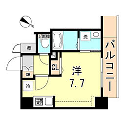 神戸高速東西線 高速神戸駅 徒歩4分の賃貸マンション 9階ワンルームの間取り