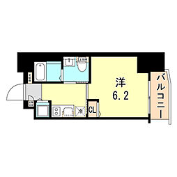 神戸高速東西線 花隈駅 徒歩4分の賃貸マンション 9階1Kの間取り