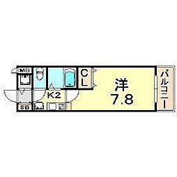 神戸市海岸線 三宮・花時計前駅 徒歩2分の賃貸マンション 5階1Kの間取り
