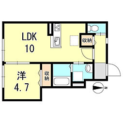 神戸市西神・山手線 湊川公園駅 徒歩17分の賃貸アパート 1階1LDKの間取り