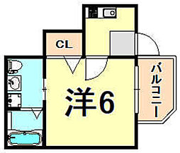 神戸高速東西線 高速長田駅 徒歩10分の賃貸アパート 3階1Kの間取り
