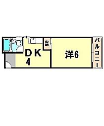 阪急神戸本線 春日野道駅 徒歩7分の賃貸マンション 3階1DKの間取り