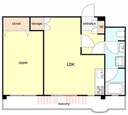 阪急神戸本線 神戸三宮駅 徒歩9分の賃貸マンション 4階1LDKの間取り