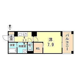 阪急神戸本線 塚口駅 徒歩6分の賃貸マンション 2階1Kの間取り
