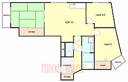 阪急伊丹線 伊丹駅 徒歩4分の賃貸マンション 5階3LDKの間取り