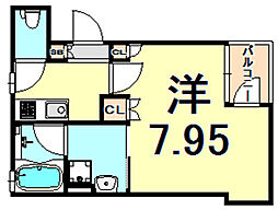 阪急神戸本線 塚口駅 徒歩8分の賃貸アパート 1階1Kの間取り