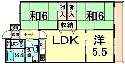 JR福知山線 猪名寺駅 徒歩9分の賃貸マンション 1階3LDKの間取り