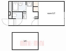JR東海道・山陽本線 立花駅 徒歩10分の賃貸アパート 1階1Kの間取り