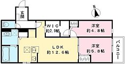 阪神本線 尼崎駅 徒歩13分の賃貸アパート 1階2LDKの間取り