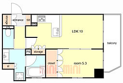 JR東海道・山陽本線 三ノ宮駅 徒歩8分の賃貸マンション 12階1LDKの間取り