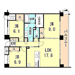 ウエリスステージ門戸厄神 3LDKの間取図画像