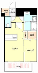 JR東西線 加島駅 徒歩4分の賃貸マンション 14階1LDKの間取り