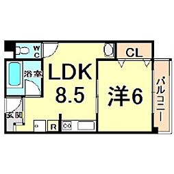 メゾン・ド・シーザリオ 1LDKの間取図画像