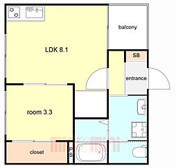 阪神なんば線 福駅 徒歩6分の賃貸アパート 3階1LDKの間取り