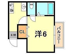 シャンラヴィーヌ 1Kの間取図画像