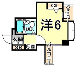 ドール甲子園口 1Kの間取図画像