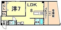 グランドハイツ浜甲子園 1LDKの間取図画像