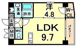 セレニテ甲子園 1LDKの間取図画像