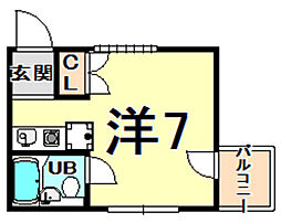 ハイツシャルム ワンルームの間取図画像