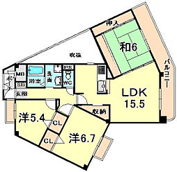 KDXレジデンス夙川ヒルズ1番館 3LDKの間取図画像