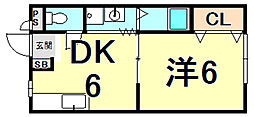 ハイム錦 1DKの間取図画像