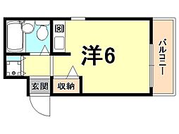 ロイヤルメゾン甲子園口5 ワンルームの間取図画像
