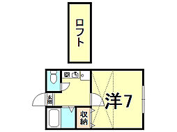 レオパレスデュオ高賞 1Kの間取図画像