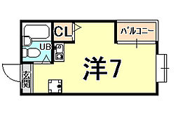 パークプレイス鳴尾 ワンルームの間取図画像