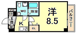 セレニテ甲子園 1Kの間取図画像
