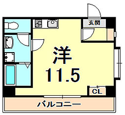 キングコーポラス2 ワンルームの間取図画像