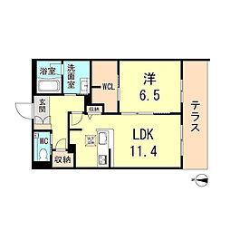 セントリビエ松園町 1LDKの間取図画像