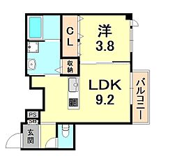 N'sGarden夙川 1LDKの間取図画像