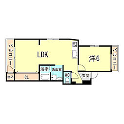 ヒガシハイツ 1LDKの間取図画像
