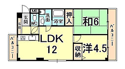 第2ハイツシャトー 2LDKの間取図画像