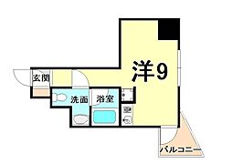 インターフェルティR2甲子園 ワンルームの間取図画像