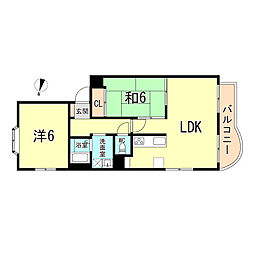 エスポアール西宮北口南棟 2LDKの間取図画像