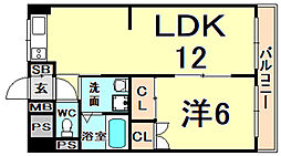 グローリー甲子園 1LDKの間取図画像
