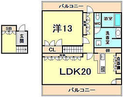 メゾン西宮 1LDKの間取図画像