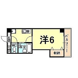 フラットコートナカジマ 1Kの間取図画像