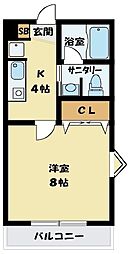PARKHEIM3 1Kの間取図画像
