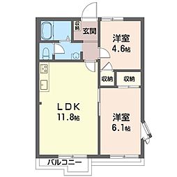 ニューメゾン上戸 2LDKの間取図画像