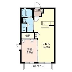 メゾン・フルール 1LDKの間取図画像