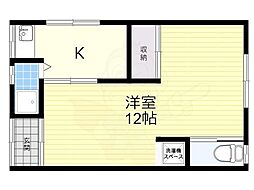 粟生文化 1Kの間取図画像