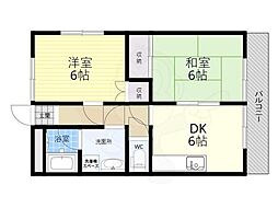 カーサクライマー 2階2DKの間取り