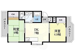 メゾンユニ 3階2DKの間取り