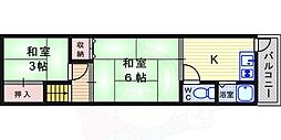 イナガキコーポ 2Kの間取図画像